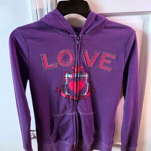 Y2K Purple LOVE bedazzled Hoodie